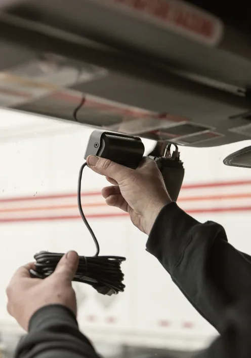 person installing a dash cam