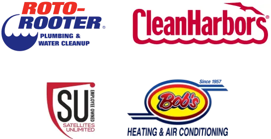 Field Services logo's - Roto-Rooter, Clean Harbors, Satellites Unlimited, Bob's Heating and Air Conditioning