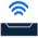 Icon of a dark device with a blue Wi-Fi symbol in the center, suggesting wireless connectivity.