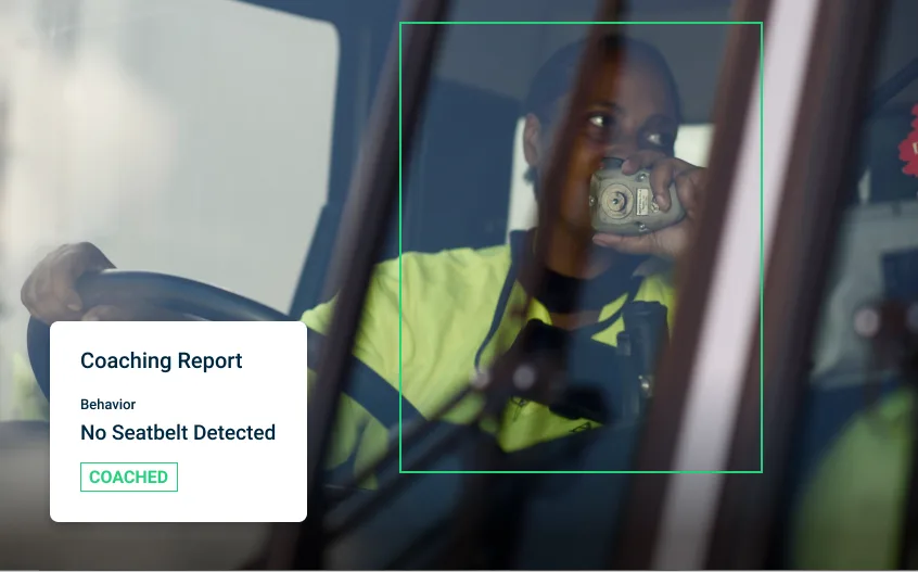 Screenshot of Samsara AI video technology of person not using proper safety procedures while driving 