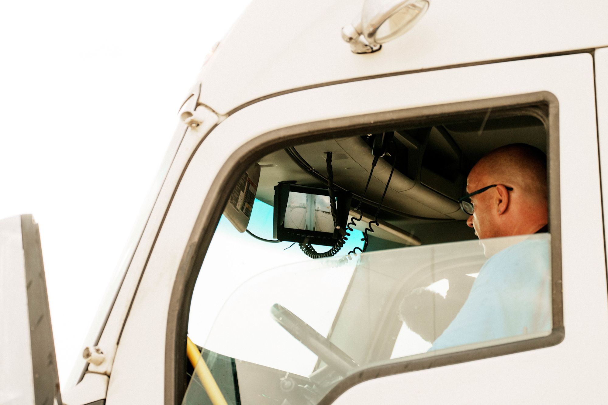 Man driving truck