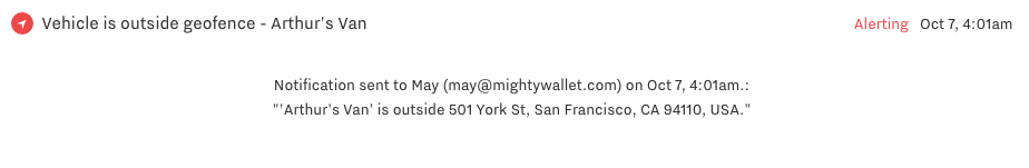 Samsara Geofence Alerts Outside Area Alert