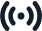Wireless signal icon showing radio waves emanating from a central point with curved lines.