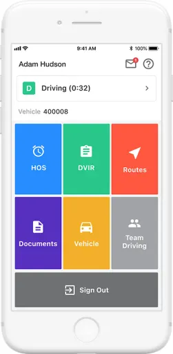 Driver App Homescreen