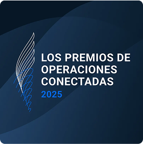 Logo de Los Premios de Operaciones Conectadas 2025 con diseño elegante en fondo azul oscuro.