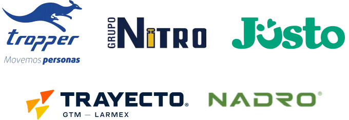 Tropper, Groupo Nitro, Justo, Trayecto, and Nadro logos