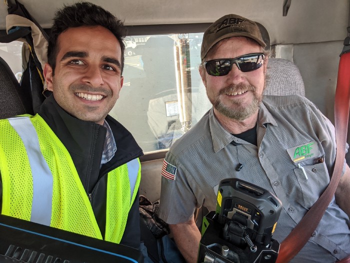 A selfie with Garry, a truck driver who graciously let me join on a ride-along.