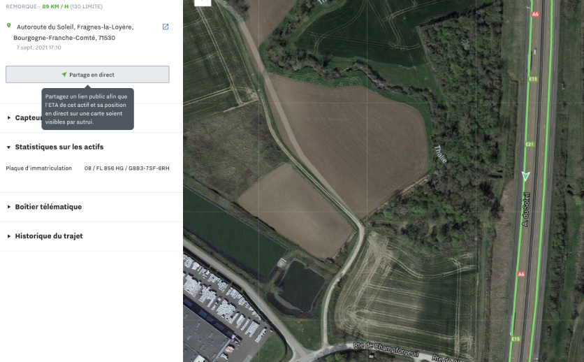 Partage de l'emplacement en direct