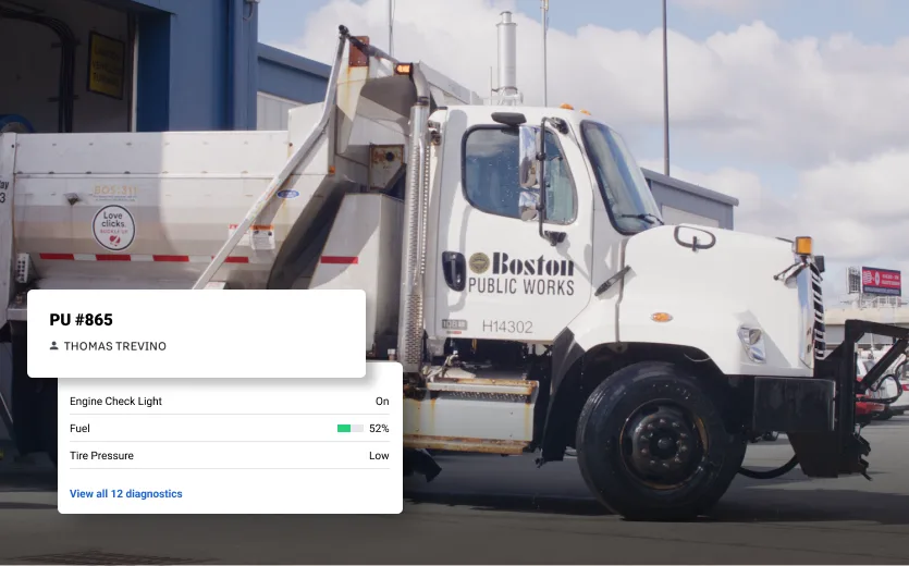 Boston Public Works truck with Samsara Technology superimposed on top