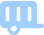 Light blue icon of a simplified bus or trolley with three rectangular windows and a circular wheel at the bottom.