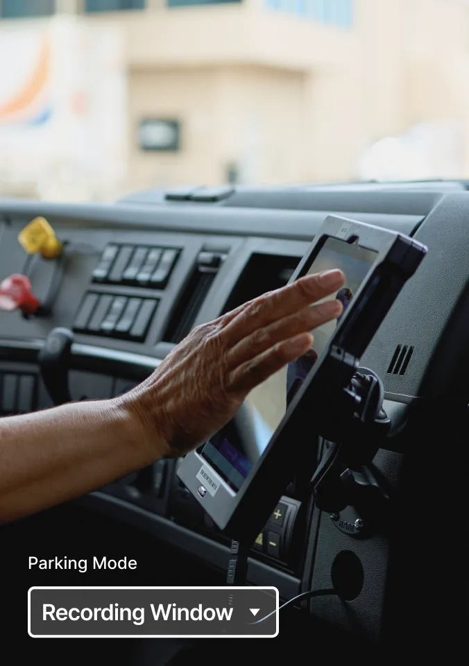 Driver selecting parking mode recording window