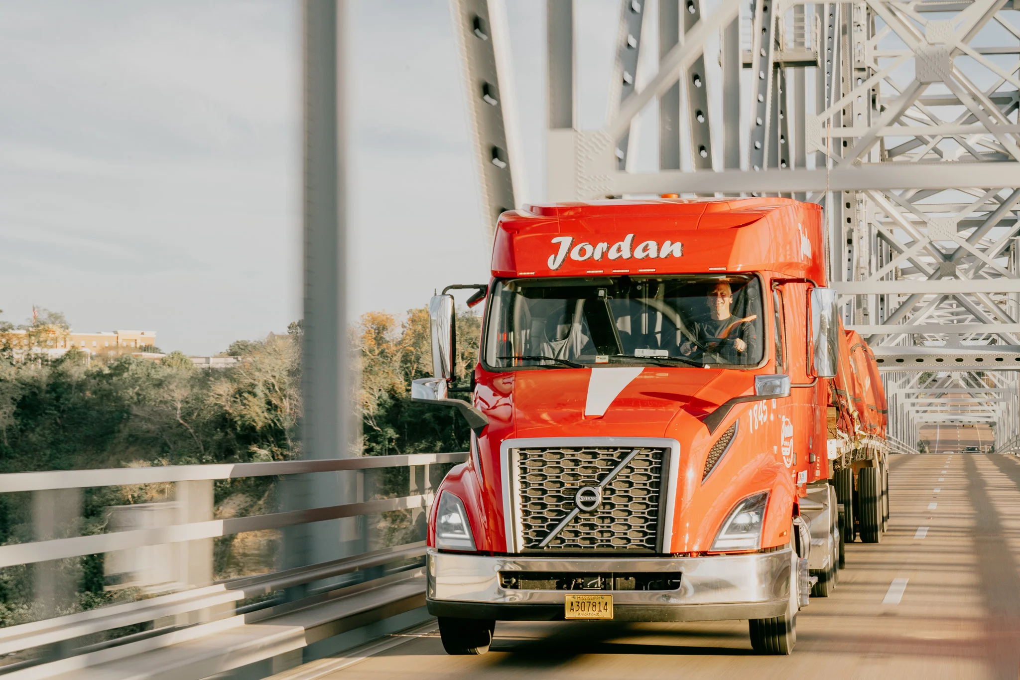 Truck on bridge