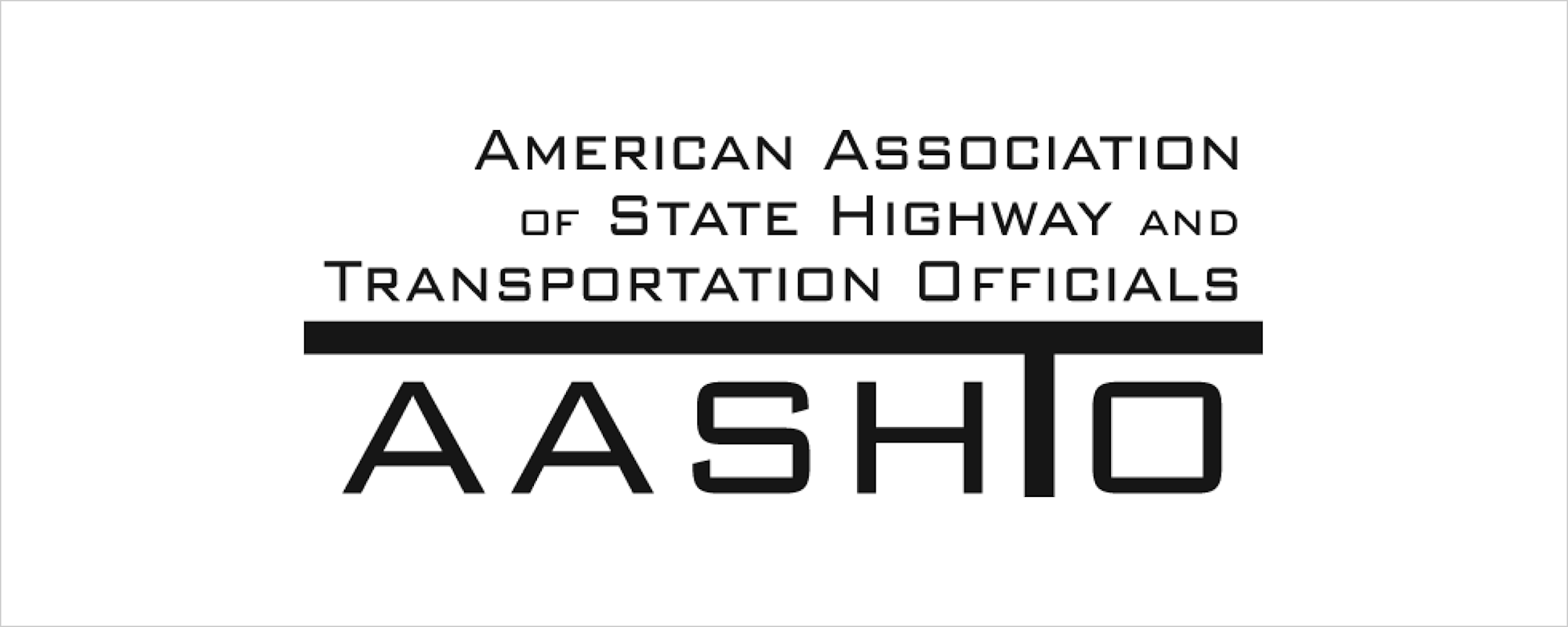 AASHTO logo: American Association of State Highway and Transportation Officials, black text on white background.