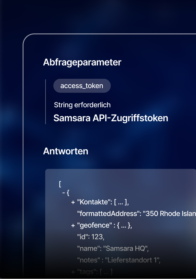 Integrieren Sie Ihre Daten in die offene Plattform von Samsara.
