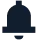 Ícono de campana azul oscuro o negro, comúnmente utilizado para representar notificaciones o alertas en interfaces digitales.
