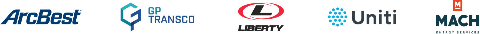 ArcBest logo, Gp Transco logo, Liberty logo, Uniti logo, mach logo