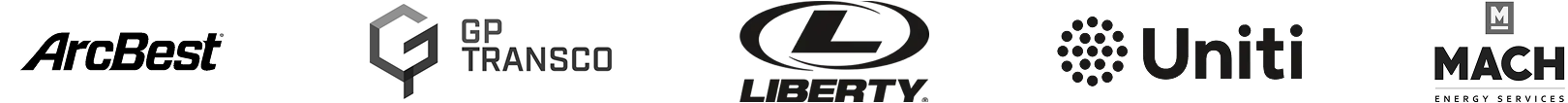 ArcBest logo, Gp Transco logo, Liberty logo, Uniti logo, mach logo