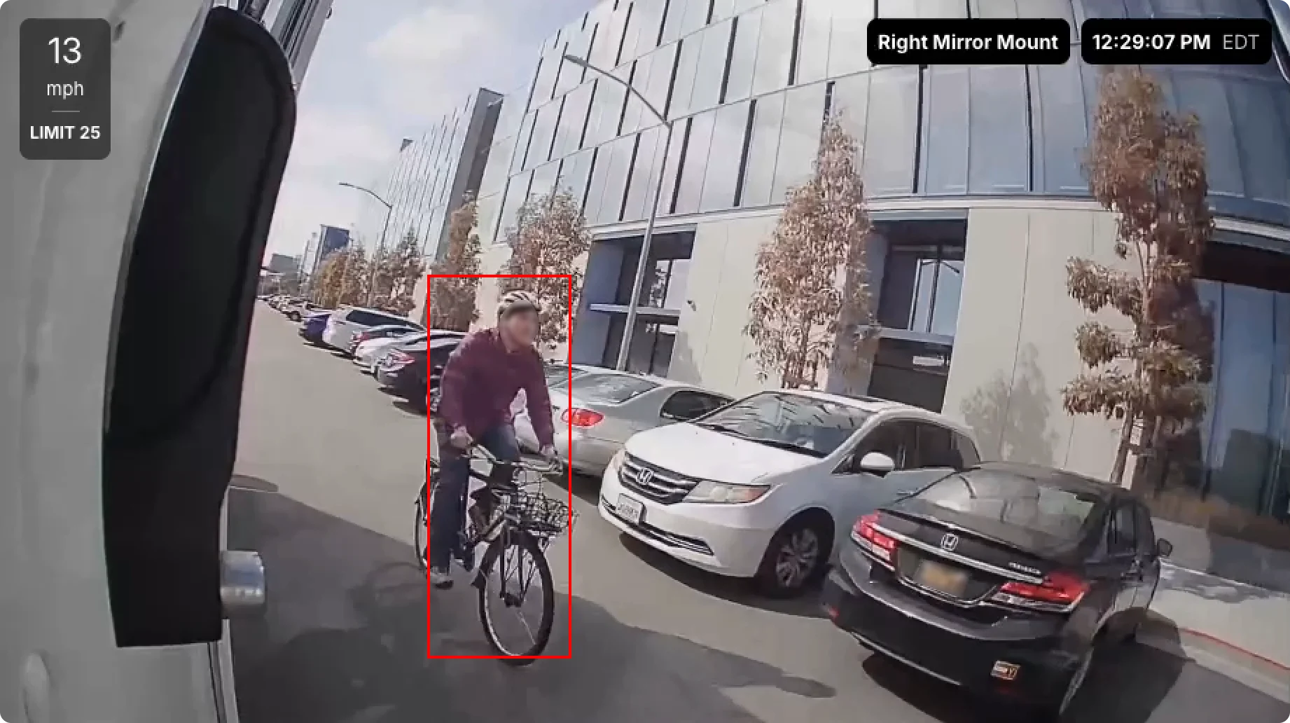 Live in-cab AI detection of a person on a bike in the driver’s blindspot