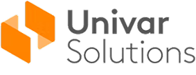 Univar Solutions logo featuring orange geometric shapes next to the company name in gray text.