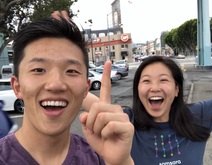 Casey and I returning to the office working out at a nearby SF Fitness.