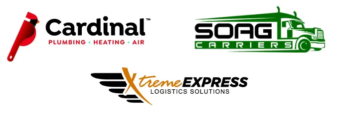 Samsara customer logos collage of: Cardinal, Southern AG Carriers, Xtreme Express
