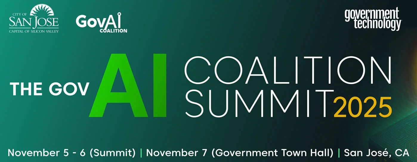 The GovAI Coalition Summit 2025 banner with San Jose city logo and event dates November 5-7 in San Jose, CA.