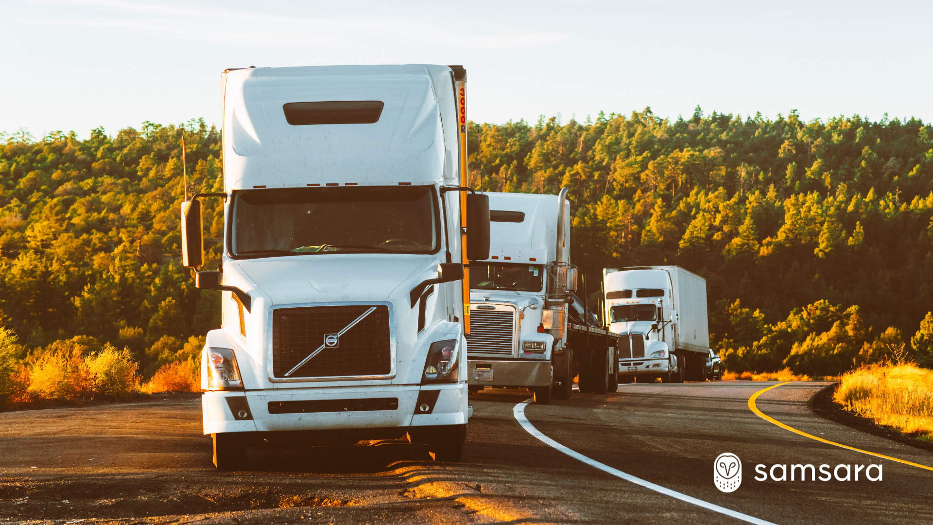 trucks driving down highway