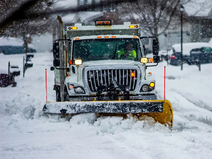 trucks driving down highway