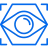 Blue hexagonal icon with an eye symbol inside, representing vision or monitoring technology.