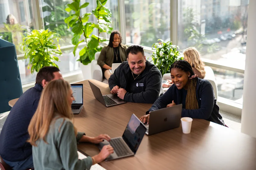 The Samsara Culture Playbook with Samsara employees in the Samsara Atlanta office.