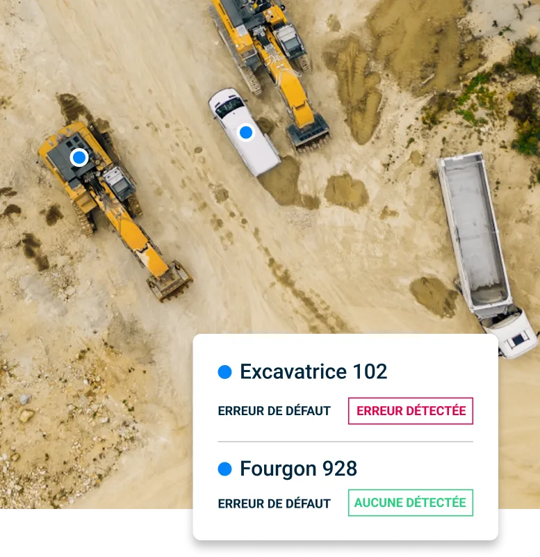 Excavator, truck, and truck connected to cloud for operational insights.