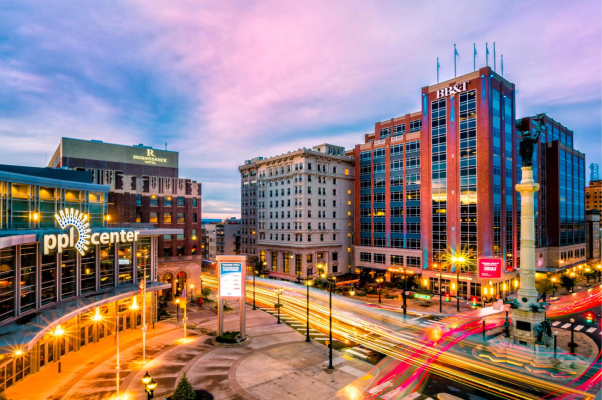 An evening picture of Allentown, Pennsylvania.