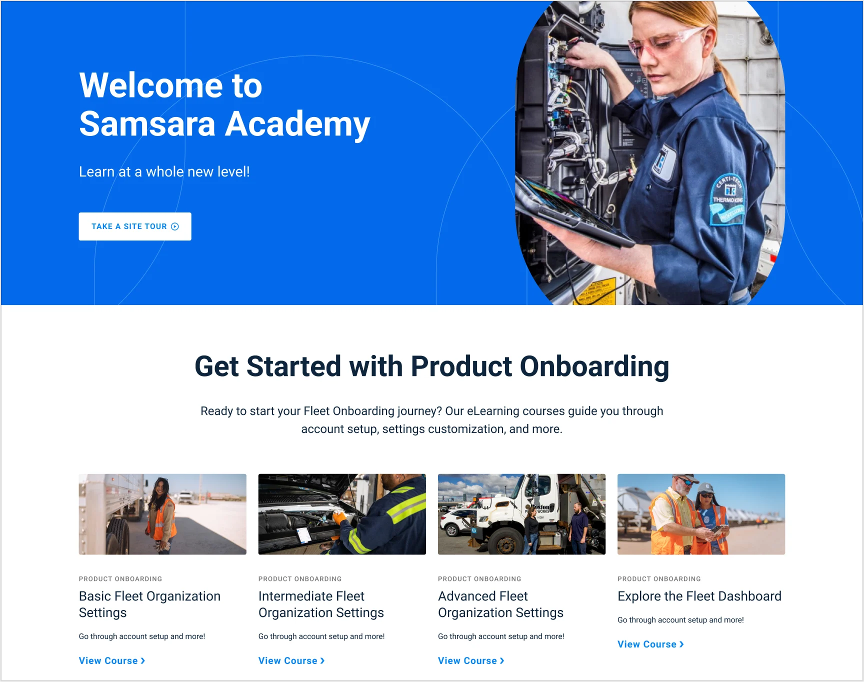 Dashboard with Samsara learning videos