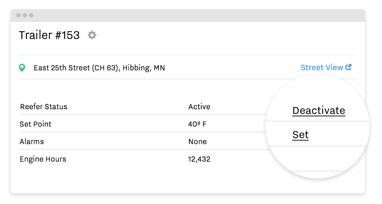 Set reefers remotely using two-way control