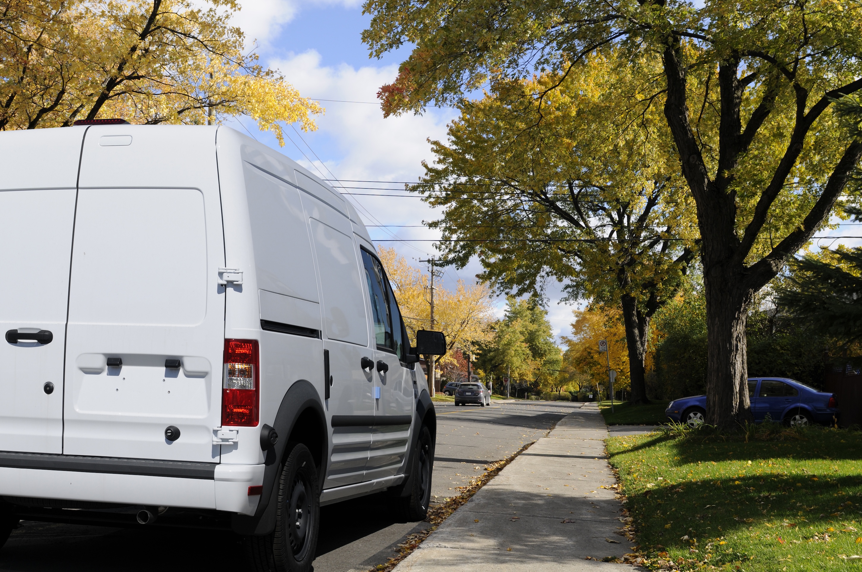 Van parked on residential street