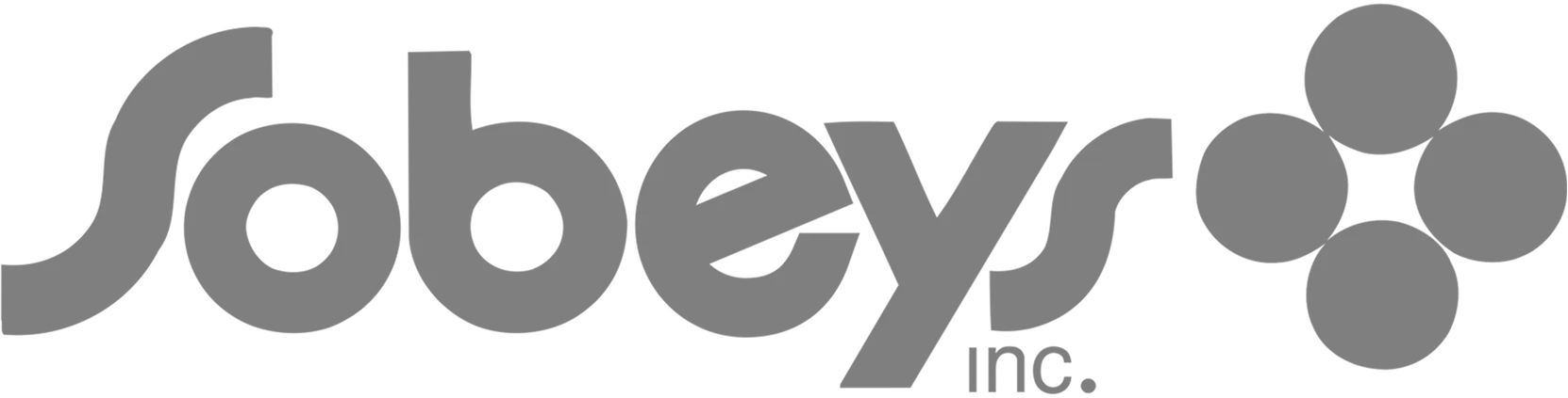 Sobeys Inc. logo in gray, featuring bold rounded text and a four-circle flower emblem on the right.