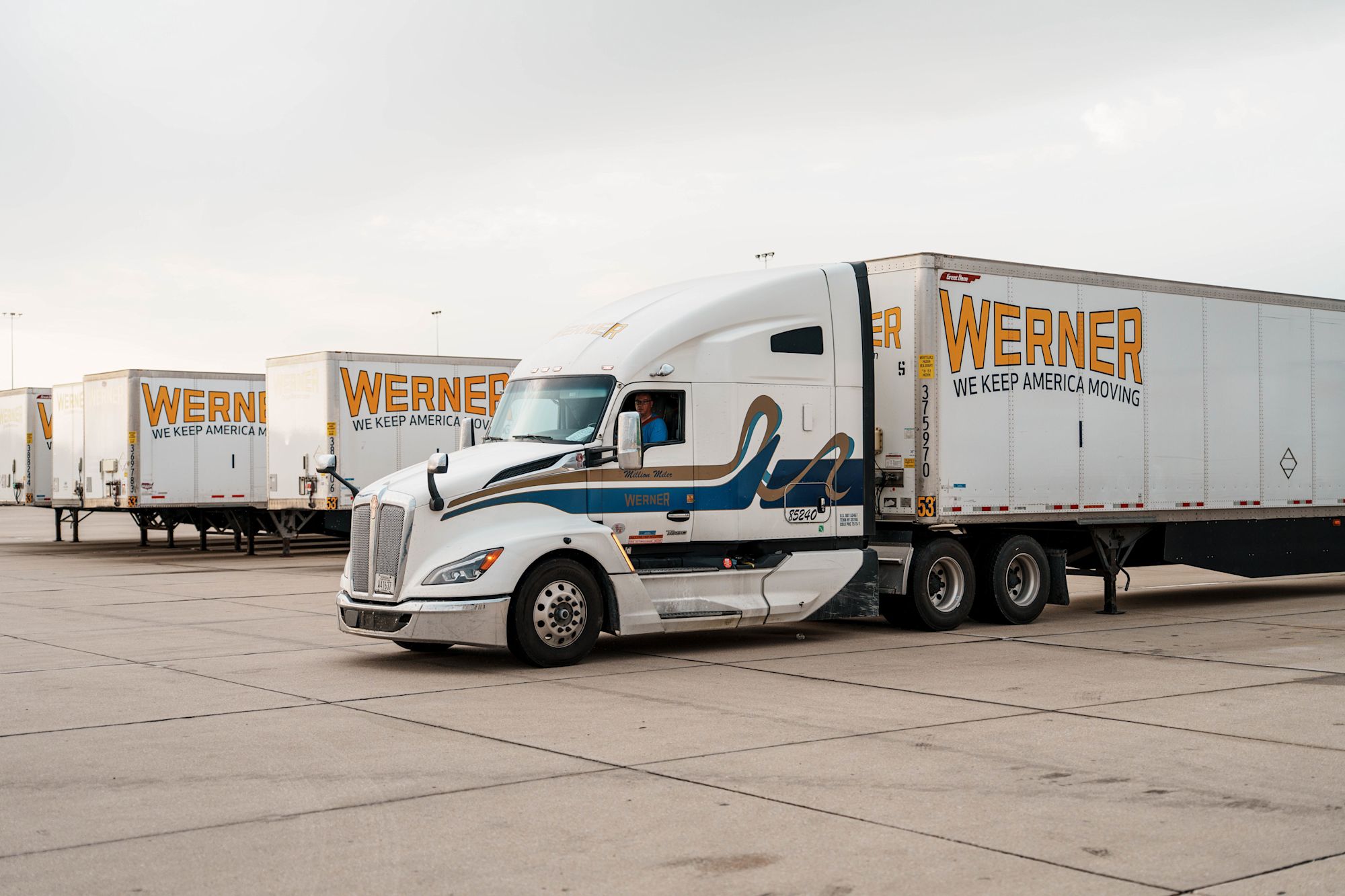 Trucks parked in yard