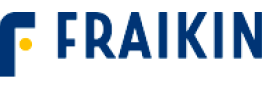 Das Logo von Fraikin mit blauem "F" und gelbem Punkt, gefolgt vom Namen in blauen Großbuchstaben.
