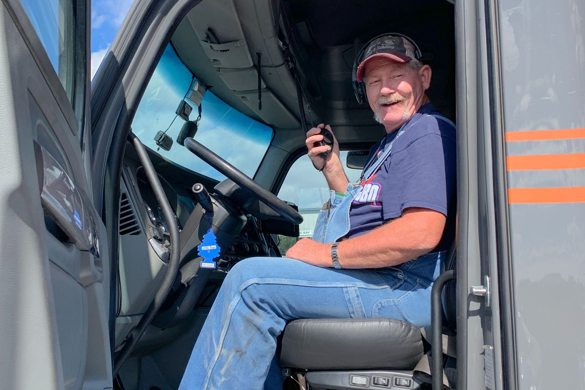 Driver in truck cab