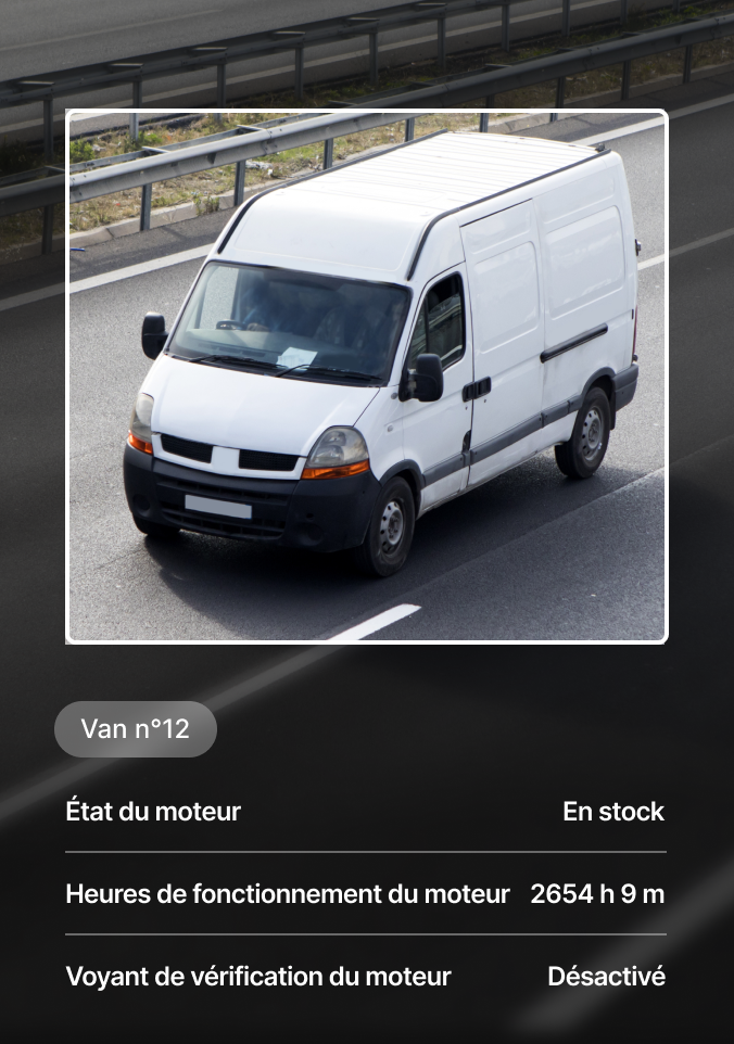 Données de suivi d’un véhicule montrant que le moteur a fonctionné pendant 2 654 heures sans témoin d’avertissement.