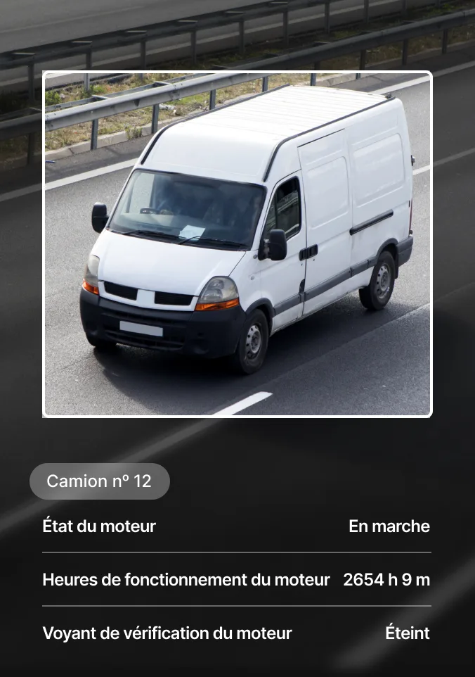 Les données de surveillance du véhicule montrent que le moteur a fonctionné pendant 2 654 heures sans aucun témoin lumineux.