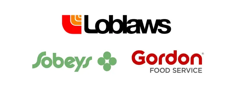 Logos d'entreprises de l'industrie alimentaire, notamment Glazer's, Sysco, UNFI, KeHE et Dairy Farmers of America (DFA).