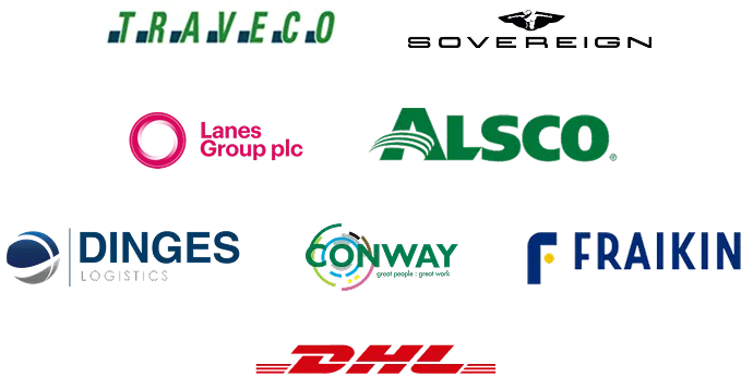 Logos von führenden Transportunternehmen wie Univar Solutions und Estes