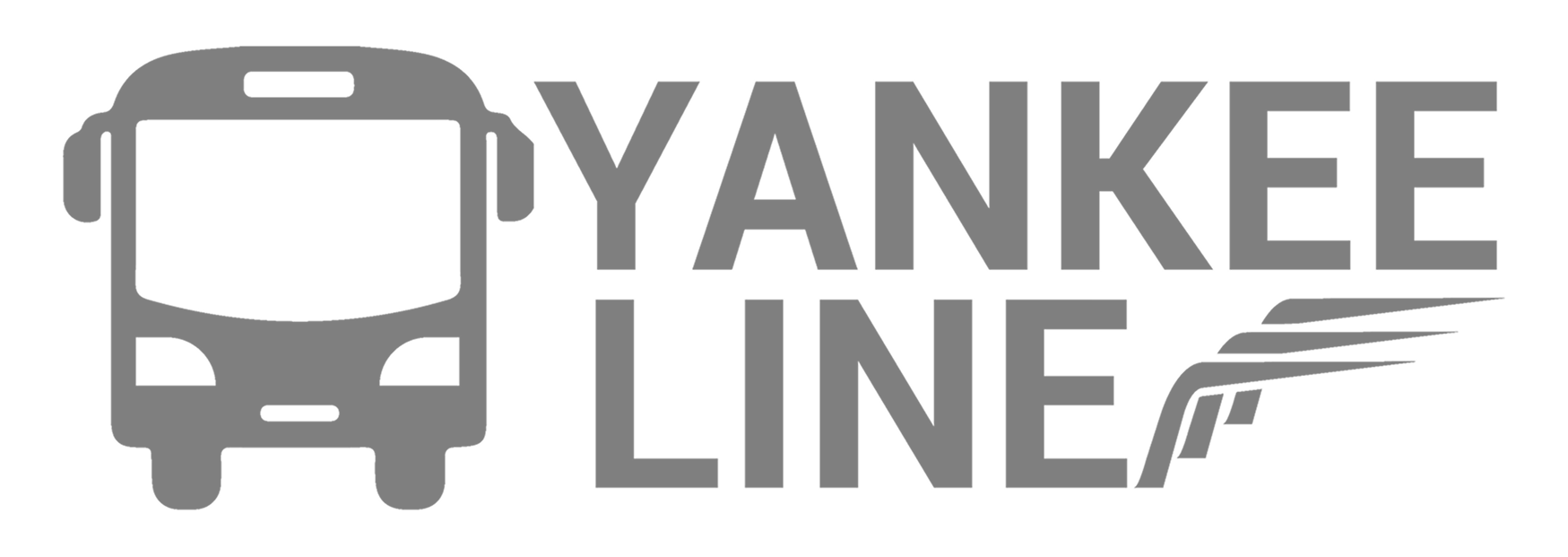 Yankee Line logo featuring a gray bus icon and bold text with speed lines accent.