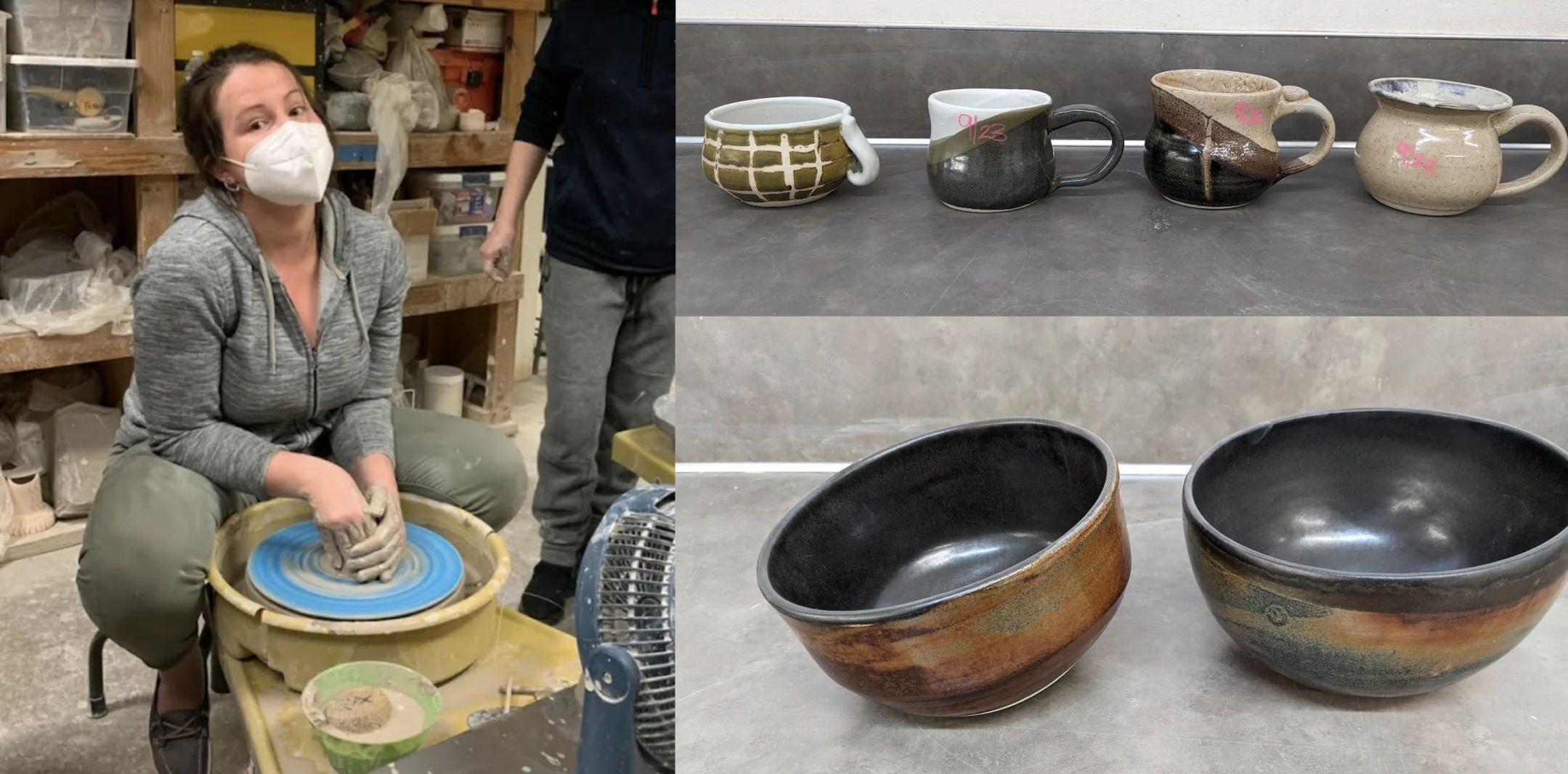 Samsara employee making bowls in pottery class