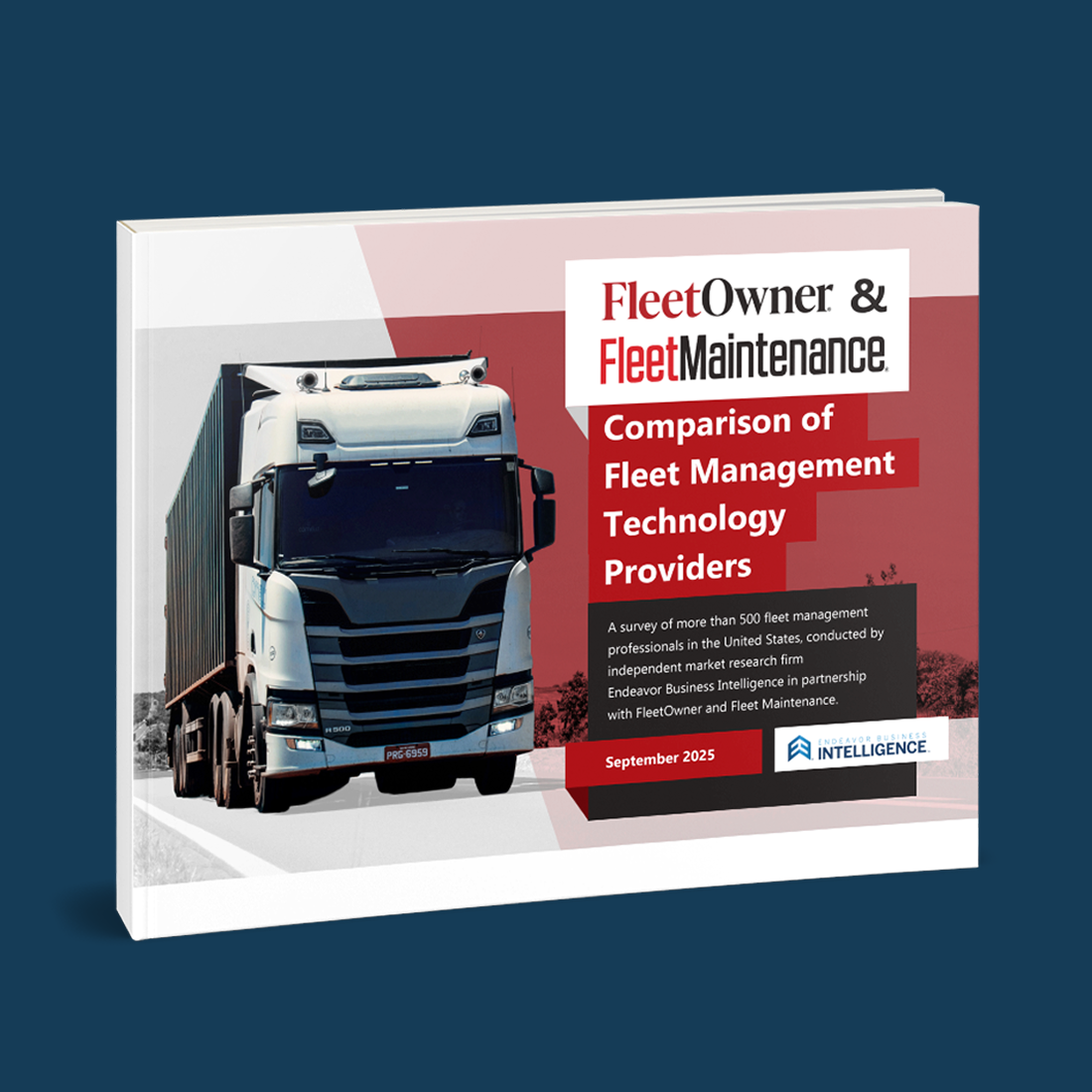 Book cover showing a semi-truck with "Fleet Owner & Fleet Maintenance: Comparison of Fleet Management Technology Providers"
