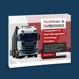 Book cover showing a semi-truck with "Fleet Owner & Fleet Maintenance: Comparison of Fleet Management Technology Providers"