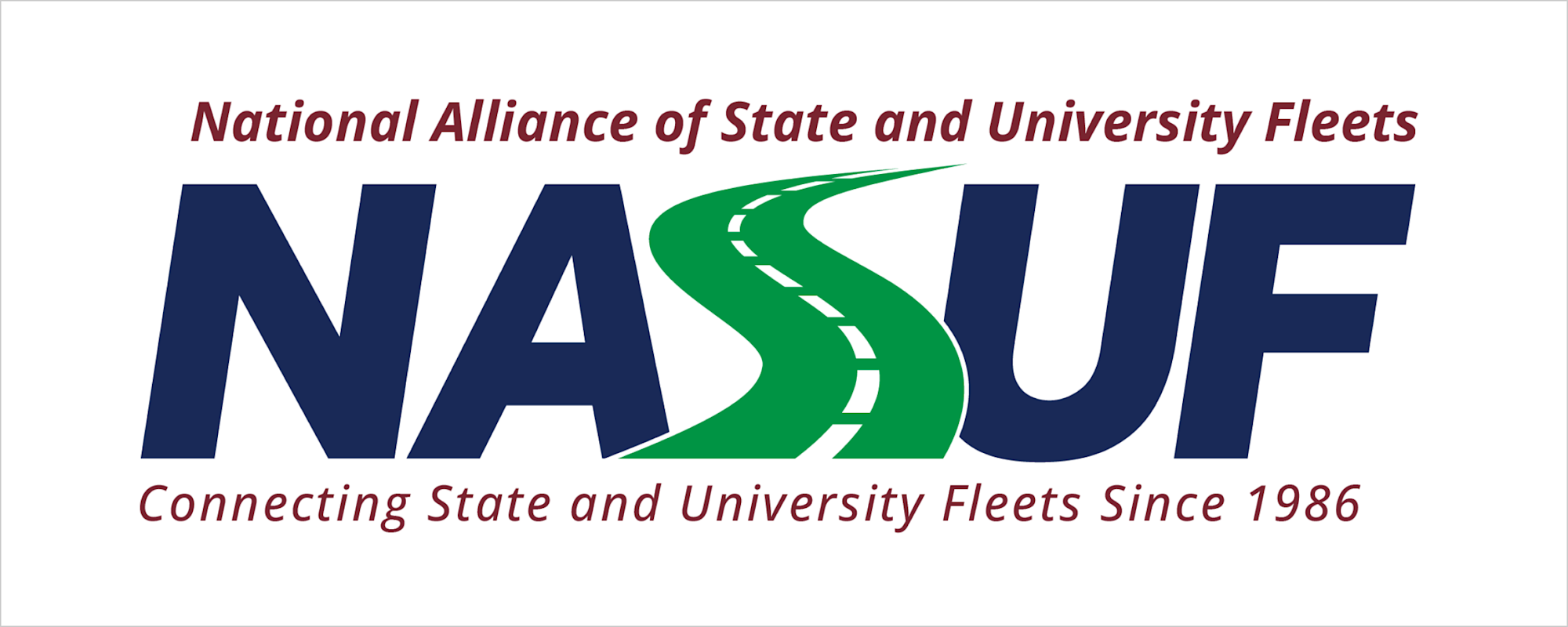 NASUF logo with a green winding road, tagline "Connecting State and University Fleets Since 1986"