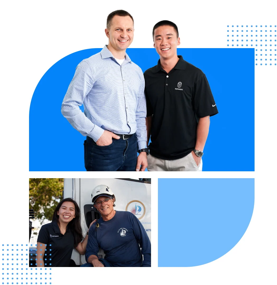 Zwei Gruppen aus je zwei Personen, die nebeneinander stehen