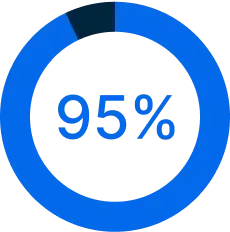 A circular blue progress indicator showing 95% completion with bold blue text in the center.